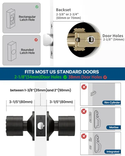 Miniatura 6 de Cerradura de entrada sin llave con código, pomo de puerta digital con teclado para dormitorio, puerta principal, garaje, hogar, apartamento, bronce