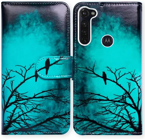 Bcov Funda para Moto G Stylus/Moto G Pro, color verde pájaro negro con tarjetero y soporte para tarjeta y soporte para Motorola Moto G Stylus/Moto G
