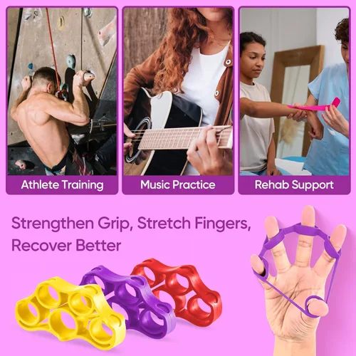 Miniatura 6 de FitBeast Grip Strength Trainer – 6 Pieces Hand Therapy Kit with Finger Extension Exerciser & Stress Balls for Adults, Rehab & Strength Training