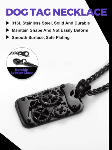 Miniatura 3 de Richsteel - Placa de identificación estilo Hip Hop militar para collar, fibra de carbón, colgante de bibliabala, para mujeres y hombres joya