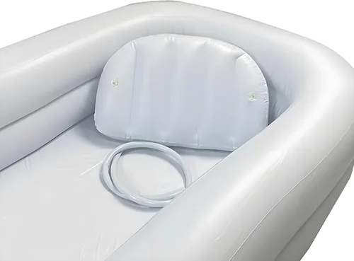 Miniatura 5 de Bañera inflable portátil para adultos, kit de ducha de cabecera de PVC con almohada, incluye bomba de aire y bolsa de agua, ideal para ancianos