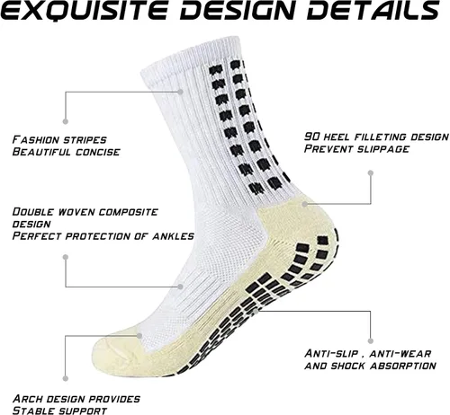 Miniatura 3 de Calcetines de fútbol para hombre almohadillas antideslizantes de agarre para fútbol baloncesto calcetines de agarre deportivo 4 pares B0BDF3FTVL