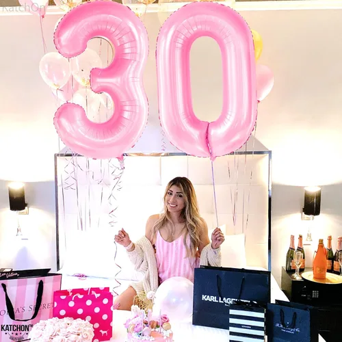 Miniatura 6 de KatchOn, Globo Enorme de 40 Pulgadas Rosa Claro Número 0 - Globos Rosas Globo Cero, Decoraciones de Fiesta Rosa Claro Decoraciones de Cumpleaños