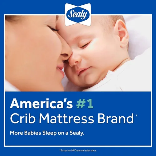 Miniatura 12 de Sealy Baby - Colchón para cuna infantil de 2 etapas, transpirable, resistente a las manchas, doble firmeza y ligero, descanso firme, aguamarina