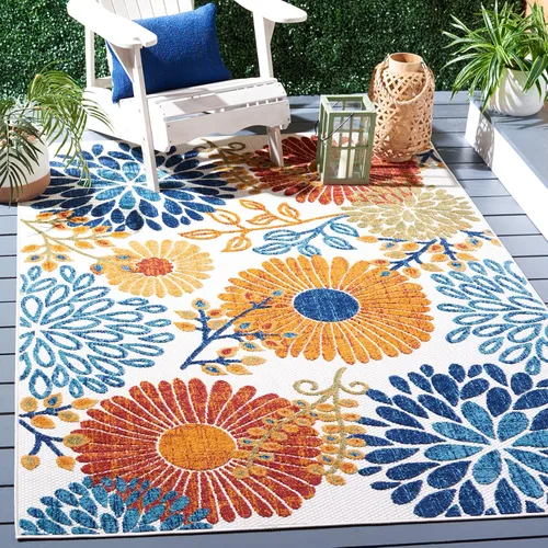 Miniatura 14 de SAFAVIEH Alfombra Lavable para Exteriores Colección Cabana - Pasillo de 2' x 10', Crema y Rojo, No Desprende Pelusa y Fácil de Limpiar, Ideal