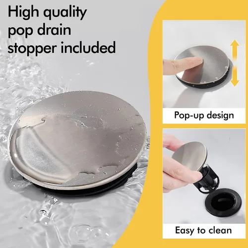 Miniatura 4 de FRANSITON Grifo de cascada para baño, una sola manija, un agujero, acabado de níquel cepillado, grifos de lavabo grandes (níquel cepillado)