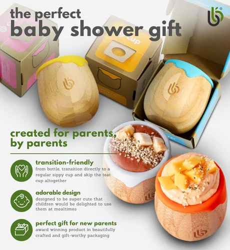 Miniatura 5 de bamboo bamboo Baby and Dinky - Vaso de bambú para niños pequeños, con borde de goteo de silicona para protección de dientes y encías, capacidad