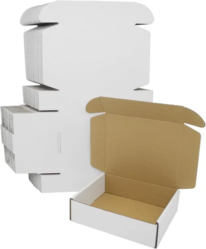 Paquete de 50 cajas de envío de 7x6x2 pulgadas, caja de cartón blanco corrugado, cajas de correo planas para literatura para embalaje de pequeñas