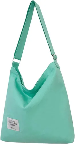 Miniatura 175 de Covelin - Bolsa de hombro informal de lona para mujer, estilo bohemio y retro, bolsa de mano, bolso cruzado, tamaño grande