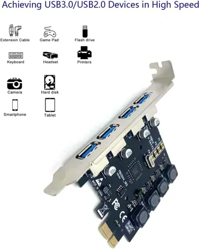 Miniatura 3 de Tarjeta PCIE USB 3.0 de 4 puertos Tarjeta de expansión PCI Express (PCIe) de 5 Gbps para Windows 11/10/8.1/8/7/Vista/XP/Server y Linux