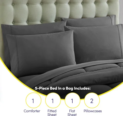 Miniatura 6 de Juego de edredón tamaño individual XL, dormitorio universitario, sábana bajera ajustable, correas integradas, ultra suave, resistente a arrugas, Gris