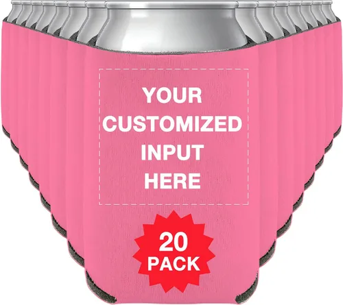 Miniatura 57 de Enfriadores de cerveza personalizados con manga de lata, 20 unidades, enfriador de latas personalizado con logotipo de foto para bodas, pesca, Negro
