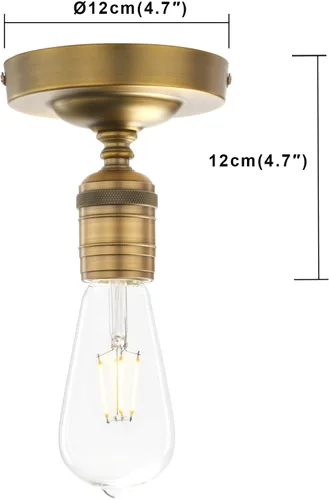 Miniatura 2 de Phansthy Lámpara de techo semiempotrada, lámpara industrial vintage cerca del techo, lámpara colgante de techo para dormitorio, cocina, sala