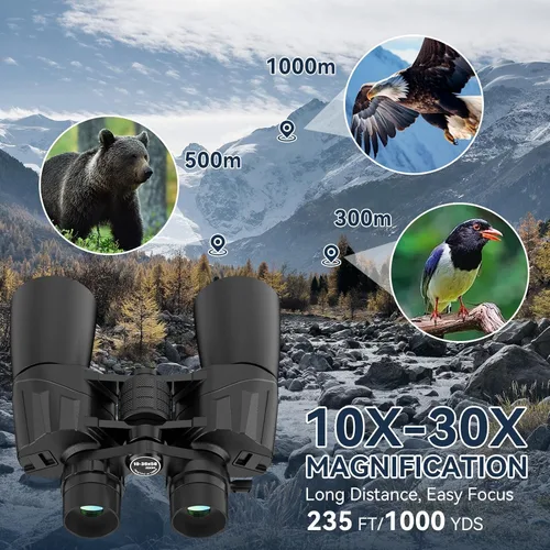 Miniatura 3 de Prismáticos de 10-30X50 de Alta Potencia con Zoom para Adultos - Prismáticos Profesionales Militares HD con Prisma BAK4/Lente FMC/Vista