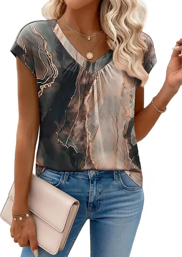 Miniatura 5 de Zeagoo Camisetas de manga corta con cuello en V para mujer, ropa de negocios, ropa de trabajo, ropa de moda