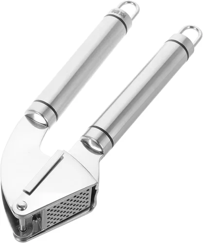 BESPORTBLE Stainless Steel Garlic Press with Peeler Ergonomic Manual Garlic Crusher and Mincer Tool for Easy Crushing and Ginger Mashing Portable