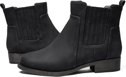 Miniatura 2 de Ataiwee Botines para mujer, con cremallera lateral clásica, cómodas y gruesas botas de tacón de bloque.
