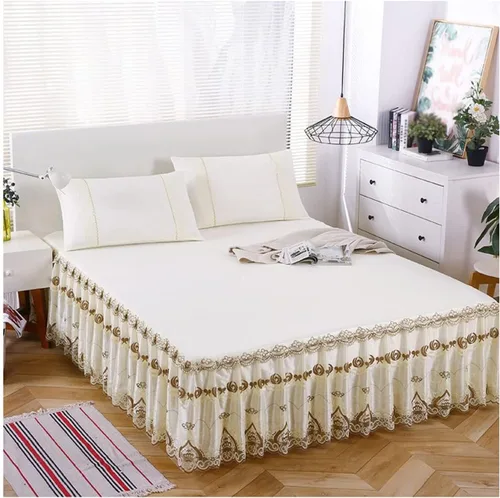 Miniatura 15 de OTBK Falda de cama individual blanca con volantes y borlas, estilo bohemio, falda de cama con encaje, volantes, floral, Shabby Chic juegos de ropa