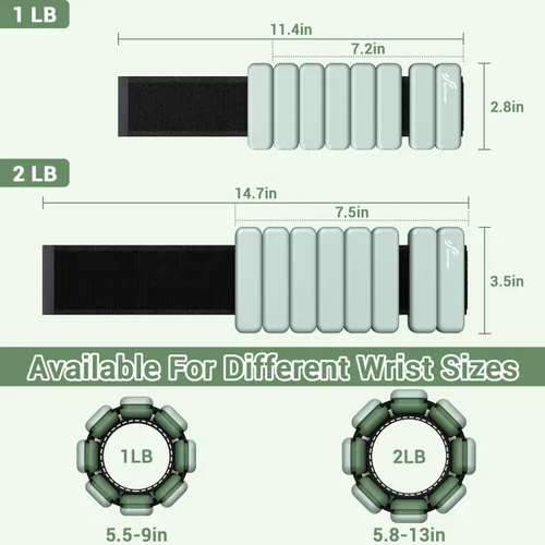 Miniatura 3 de Sportneer Pesas de muñeca y tobillo para mujeres y hombres, 1 par (1 libra/2 libras cada uno), pulsera con peso ajustable de silicona para yoga