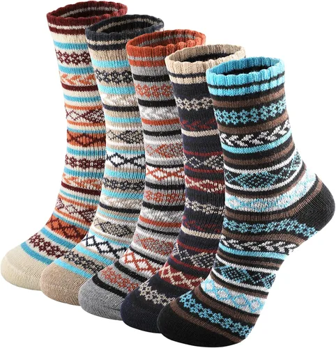 Trifabricy Calcetines de lana - Calcetines de lana cálidos de invierno vintage para mujer, calcetines suaves y acogedores, calcetines de punto
