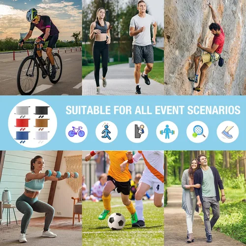 Miniatura 6 de Cordones para zapatos sin ataduras para niños y adultos, 6 pares de cordones elásticos para zapatos planos con hebilla de metal