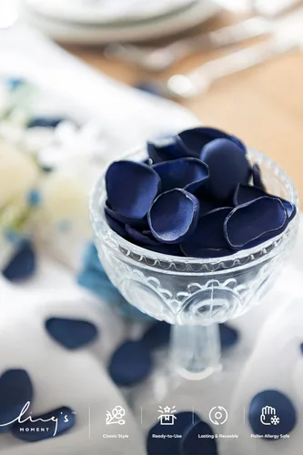 Miniatura 2 de Ling's moment Pétalos de rosa, pétalos de flores de seda para bodas, pasillos, cestas de niña de flores, decoración de centro de mesa, etc. Azul