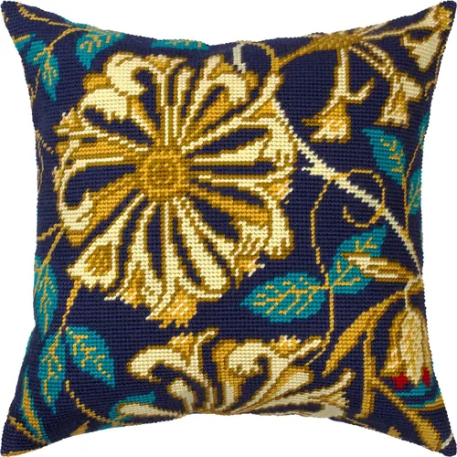 Miniatura 6 de Kit de punto de cruz estampado floral para adultos y principiantes - Acanthus de William Morris de 16 × 16 pulgadas con diseño impreso claro