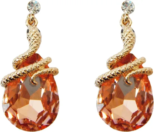 Miniatura 12 de Navachi Pendientes colgantes de gota de serpiente con forma de pera multicolor de cristal chapado en oro de 18 quilates