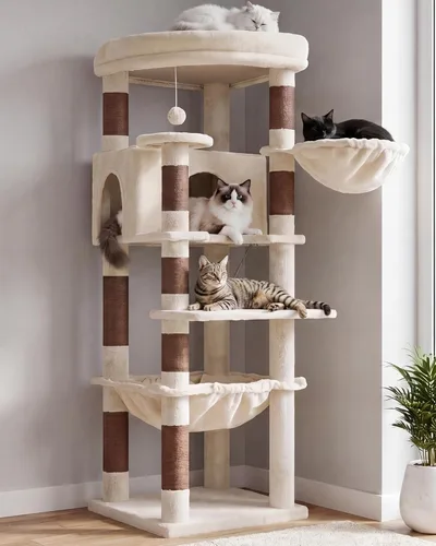 Heybly Árbol para gatos, torre estable de esquina de 53.1 pulgadas para gatos grandes de interior, condominio para gatos bien estructurado con