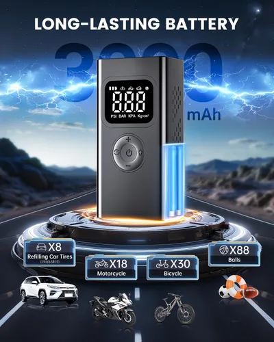Miniatura 2 de Compresor de aire portátil, bomba de aire de 150 PSI para neumáticos de automóvil para automóvil: bomba de neumáticos 3 veces más rápida para SUV