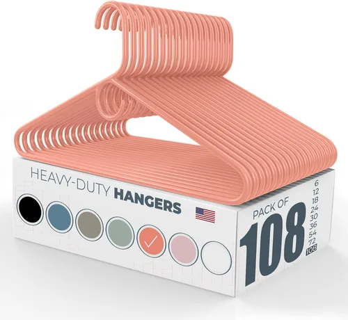 Miniatura 116 de Paquete de 6 perchas de ropa resistentes, fabricadas en los Estados Unidos, perchas de plástico de capacidad de 8 libras para ropa de adultos