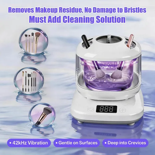 Miniatura 3 de Máquina limpiadora de brochas de maquillaje eléctrica, limpiador ultrasónico de joyas con U-V para anillos, collares, cepillo de maquillaje