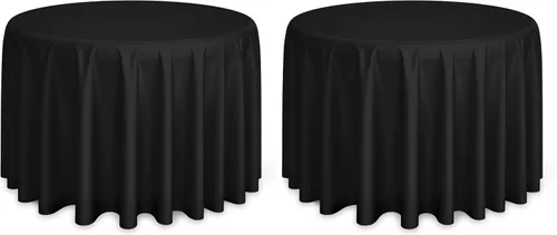 Miniatura 28 de Lann's Linens - Mantel redondo de poliéster de primera calidad de 90" para bodas/banquetes/restaurantes - Mantel de tela de poliéster - Azul bebé
