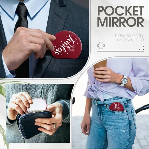 Miniatura 4 de Hoolerry 48 piezas de regalos de agradecimiento a los empleados para mujeres, espejo pequeño y compacto inspirador rojo a granel de 2.8 pulgadas