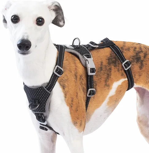Miniatura 10 de Huntboo Arnés para perro a prueba de escapes, sin tirones, antideslizante, totalmente reflectante, diseño ajustable de 7 puntos para perros