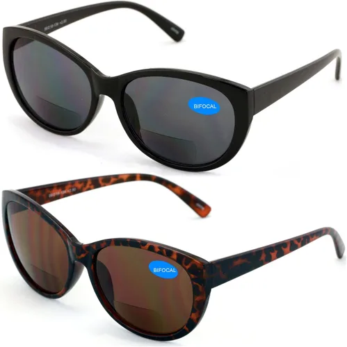 Miniatura 2 de 2 pares de lentes de sol de lectura bifocales para mujer Cateye Vintage Jackie Oval