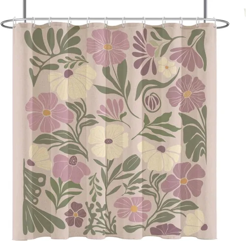 Miniatura 13 de Black Floral Shower Curtain Stall Small Half Single Mini Boho Flower Farmhouse Vintage Gothic Abstarct Retro Funky Botanical Moody Fabric Cloth