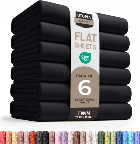 Miniatura 55 de Utopia Bedding Sábanas Planas - Paquete de 6 - Tela de Microfibra Cepillada Suave - Sábana Superior Resistente al Encogimiento y Decoloración - Gris
