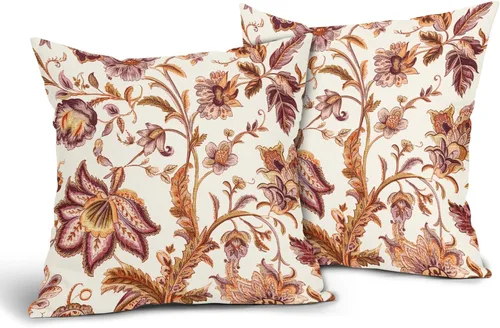 Miniatura 8 de Sweetshow Juego de 2 fundas de almohada florales vintage de 16 x 16 pulgadas, fundas de almohada florales negras y grises, fundas de almohada