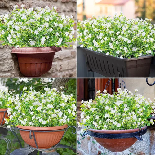 Miniatura 75 de AmyHomie 16 paquetes de flores artificiales de eucalipto negro para exteriores, resistentes a los rayos UV, flores sintéticas que no se decoloran
