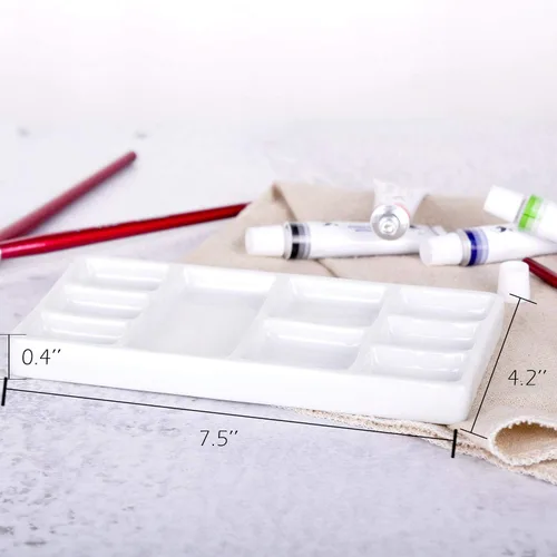 Miniatura 2 de VanEnjoy Paleta de pintura de artista de cerámica cuadrada blanca,Paleta de acuarela de porcelana,Bandeja de mezcla de cerámica para pintura