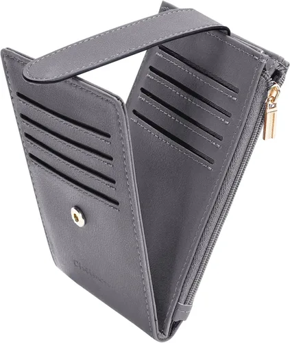 Miniatura 19 de Chelmon Cartera de mujer delgada con bloqueo RFID, billetera plegable con varios compartimientos para tarjetas con bolsillo con cremallera, Beige