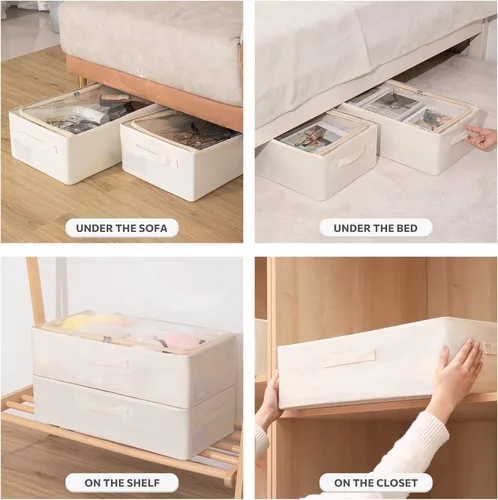 Miniatura 3 de Contenedores de almacenamiento para debajo de la cama, caja de almacenamiento de tela Oxford, contenedor resistente para debajo de la cama