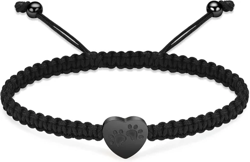 constantlife Pulsera de urna de cremación de corazón para cenizas, colgante de huella de pata de acero inoxidable, joyería de recuerdo, pulsera