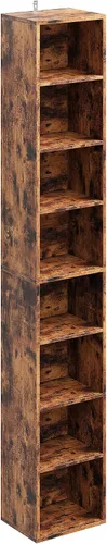 Miniatura 9 de IRONCK Estantería alta y estrecha de 8 niveles, estantería de esquina compacta, fácil de combinar para sala de estar, oficina, estudio, dormitorio