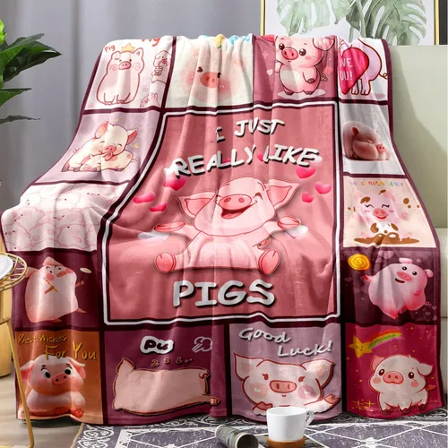Manta de cerdo, cerdito rosa para niñas, mantas de animales de peluche para niños y adultos, cerdos en una manta, regalos para amantes de las