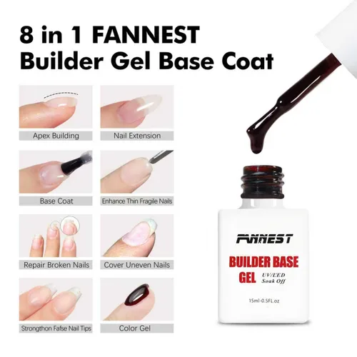 Miniatura 2 de Kit de Gel Constructor Gel Base de Goma Esmalte de Uñas, 15ml*2pcs (0.51 fl oz x 2 piezas) Para Engrosamiento de Uñas, Extensión de Fortalecimiento