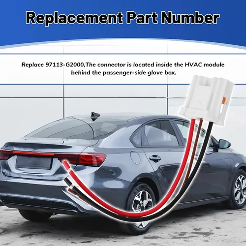 Miniatura 4 de Repuesto del conector del motor del ventilador para 97113-G2000, compatible con KIA Forte 2018-2024 Direct Plug Play con arnés de coleta de 4