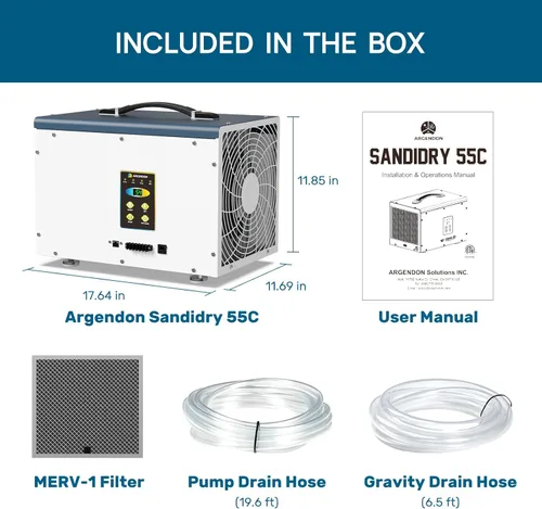Miniatura 5 de ARGENDON Commercial Dehumidifiers with Pump and Drain Hose for Crawlspace, Basement, 120 PPD Crawl Space Dehumidifier for Large Spaces, Job Site