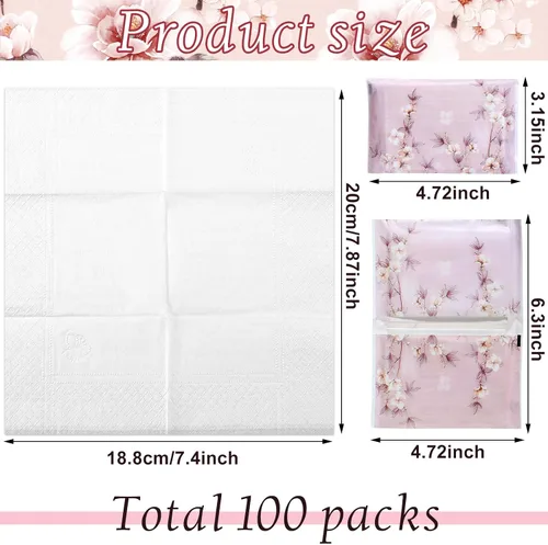Miniatura 2 de PerKoop Paquete de 100 pañuelos de bolsillo para viajes, pequeños pañuelos faciales tamaño cartera, papel higiénico para viajes, suministros